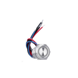 BNONFE-Bouton poussoir éclairé Inox encastré-19mm-PrécâbléContact NO/NF