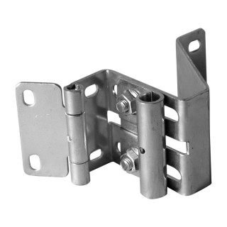 Charnière acier latérale réglable 2,5mm avec support pour roulette d'axe diametre 11