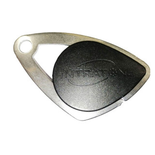 Badge électronique Mifare avec insert inox gravé - coloris noir