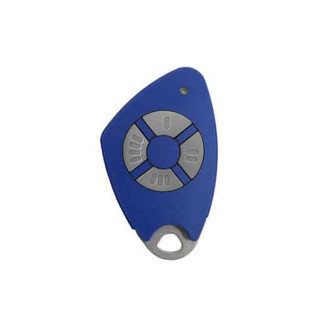 Télécommande 4 canaux bi-technologie Mifare avec insert inox gravé - coloris bleu