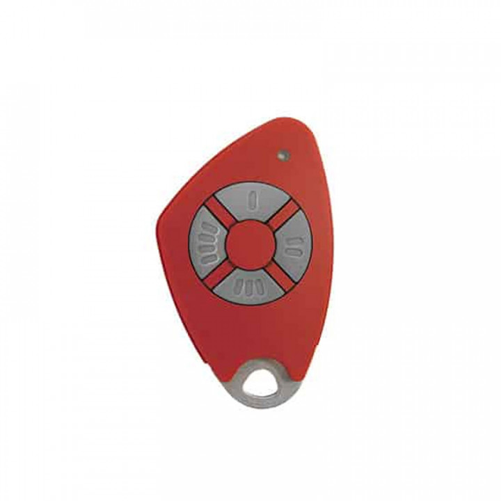 Télécommande 4 canaux bi-technologie Mifare avec insert inox gravé - coloris rouge