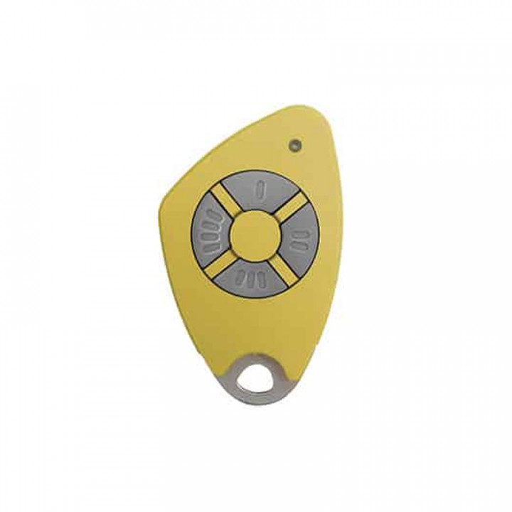 Télécommande 4 canaux bi-technologie Mifare avec insert inox gravé - coloris jaune