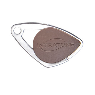 Badge électronique Mifare avec insert inox gravé - coloris gris