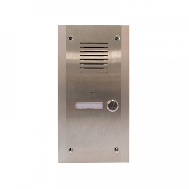 Interphone Audio Appel Gardien 1 bouton d'appel - pose en encastrement - finition inox