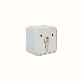 S-APZ 4/1R N°DIFF Contacteur à clé 1 contact maintenu+3 boutons Montée-Descente-Stop cylindre N°varié-Pose en applique