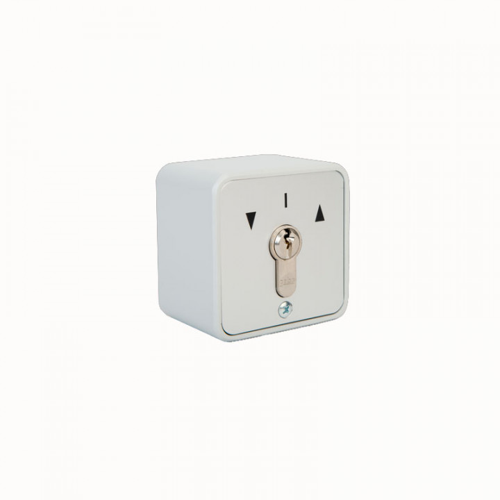 S-APZ 4/1R N°DIFF Contacteur à clé 1 contact maintenu+3 boutons Montée-Descente-Stop cylindre N°varié-Pose en applique