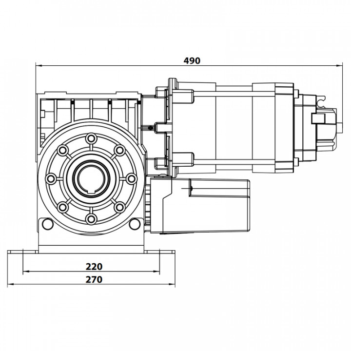RTAM3C 45 KU 14TRS+3M-Motoréducteur de rideau 450Nm, axe 40, secours par manivelle courte, avec câble 3m