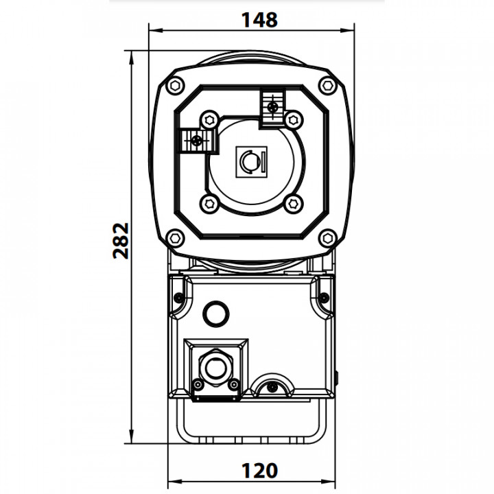 RTAM3C 45 KU 14TRS+3M-Motoréducteur de rideau 450Nm, axe 40, secours par manivelle courte, avec câble 3m
