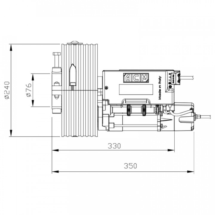 TITAN 240/76 E-Moteur central 200Nm avec frein pour grilles et rideaux métalliques compensés par boîtes à ressorts