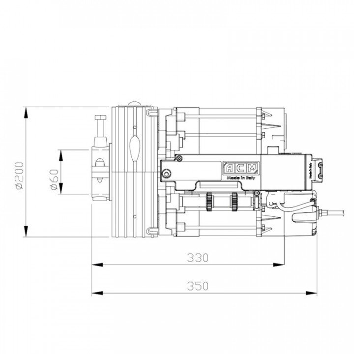 TITAN 200 BME-Moteur central 260Nm avec frein pour grilles et rideaux métalliques compensés par boîtes à ressorts