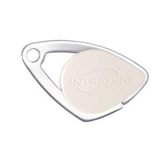 Badge électronique Mifare avec insert inox gravé - coloris ivoire