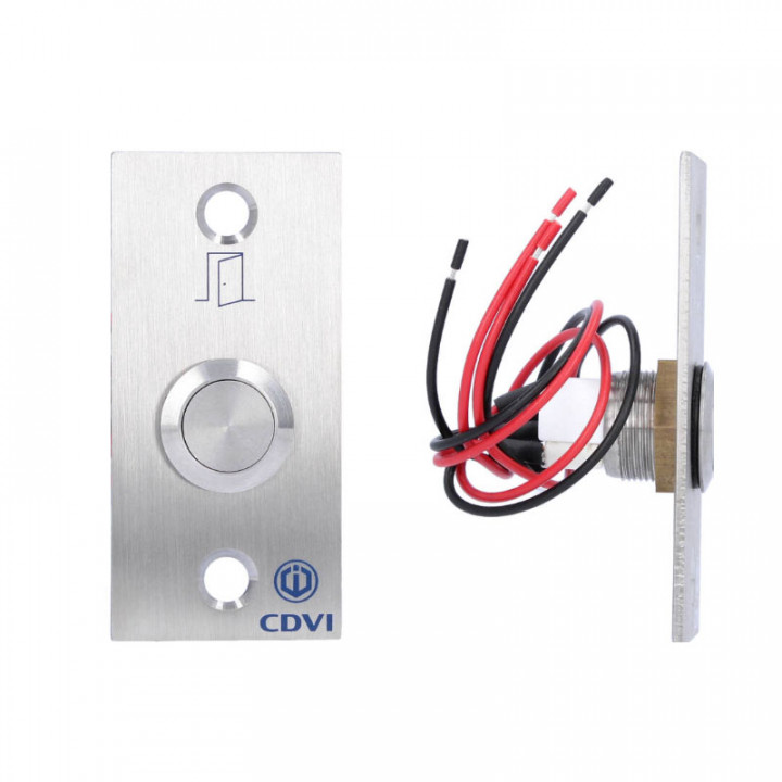 BPNONFCAB-Bouton poussoir Inox précablé avec plaque-Contact NO/NF