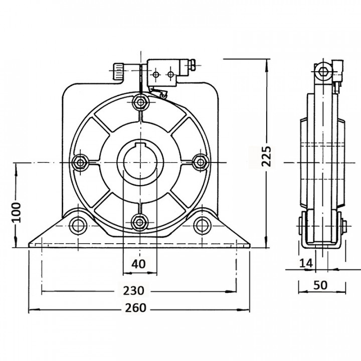 TA 2/3-RD-Parachute 552Nm pour grilles et rideaux non compensés avec axe de 40mm