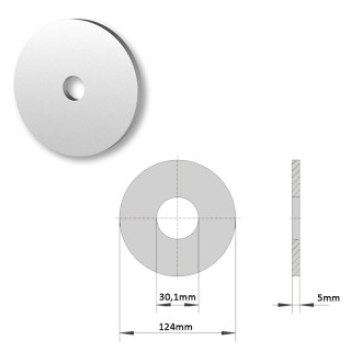 ER124-30-5 -Entretoise acier diamêtres 124x30,1 épaisseur 5mm pour tube de rideau métallique de 133x4