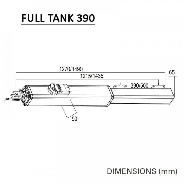 FULL TANK 390 SB - Vérin Hydraulique 230V, reversible en ouverture et fermeture, course 390mm pour portail battant