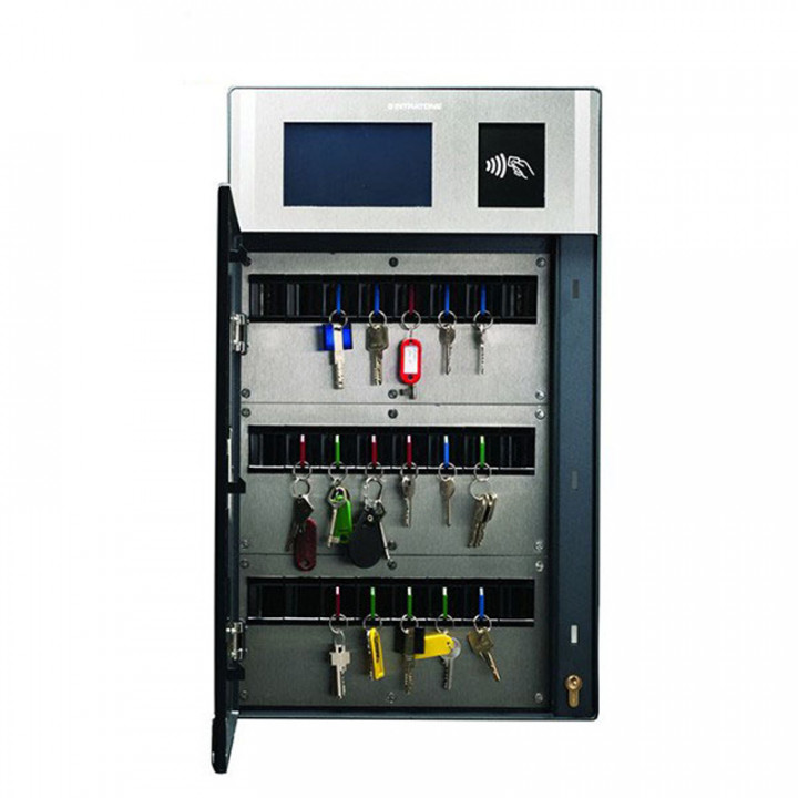 Armoire à clés principale avec écran tactile & 1 lecteur Mifare -1 module gestion à distance et mises en relation garantie 12 ans-capacité 24 trousseaux - Inclus 30 étiquettes électroniques panachées
