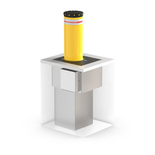 TALOS 9470-Borne escamotable en acier laqué RAL1028 ,cylindre 275x4mm et course 700mm