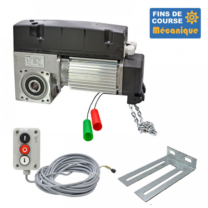 SATI 530CH 24TRS 3M + 3BP 10M + CONSOLE MSC 210-Opérateur de porte sectionnelle max:530kgs, triphasé, avec éléctronique integrée, secours par treuil à chaîne, fins de course mécanique.