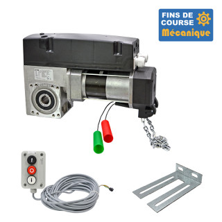 SAI 430CH 24TRS 3M + 3BP + CONSOLE MSC 210-Opérateur de porte sectionnelle max:430kgs, triphasé, avec éléctronique integrée, secours par treuil à chaîne, fins de course mécanique.
