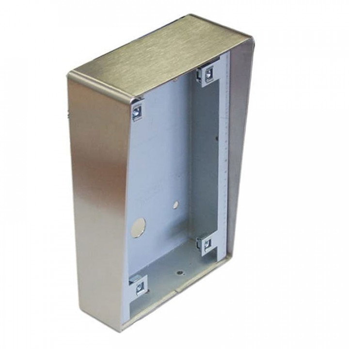 Boitier pour interphone Appel Gardien 1 bouton avec coffre à clés avec lecteur de proximité Mifare et interphone Vidéo PMR - pose en saillie - finition inox