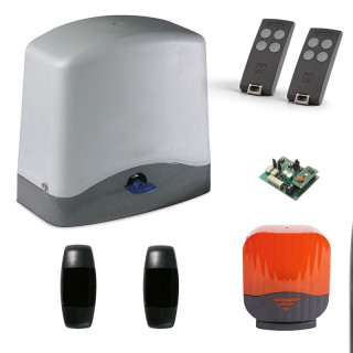 KT-SLACEFAST Kit pour portail coulissant 300kgs maximum avecopérateur autobloquant 24V, électronique de commande, récepteur, 2 émetteurs S504 4 canaux, cellule et feu icon