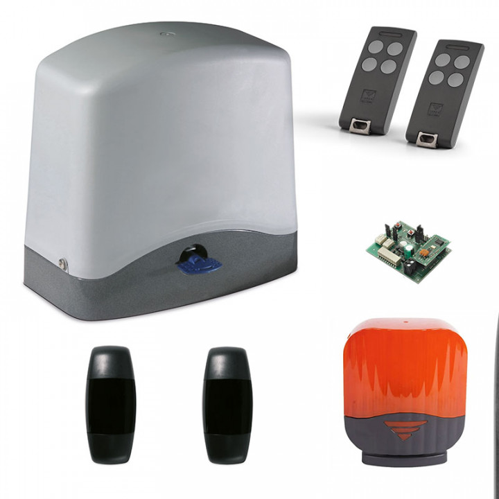 KT-SLACEFAST Kit pour portail coulissant 300kgs maximum avecopérateur autobloquant 24V, électronique de commande, récepteur, 2 émetteurs S504 4 canaux, cellule et feu icon