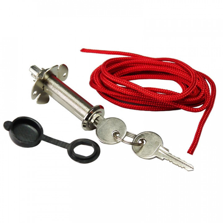 Serrure de deverrouillage avec clé diamètre 13mm, longueur 50mm avec corde de 2200mm
