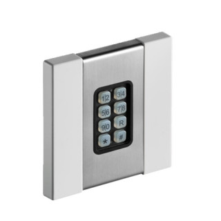 Clavier à code ENTRACODE+ avec transmission radio SOMloq2 868,95MHz montage encastre façade inox brossé