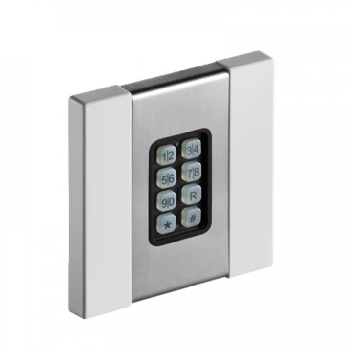Clavier à code ENTRACODE+ avec transmission radio SOMloq2 868,95MHz montage encastre façade inox brossé