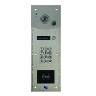 R204-0201 INTERPHONE 1 BP+CLAV.+LECT.BADGES MAINS-LIBRES-ENCASTRE-INOX