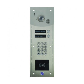R204-0202 INTERPHONE 2 BP+CLAV.+LECT.BADGES MAINS-LIBRES-ENCASTRE-INOX