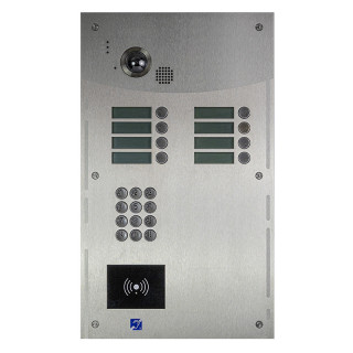 R202-0008 INTERPHONE 8 BP+CLAV.+LECT.BADGES MAINS-LIBRES-ENCASTRE-INOX
