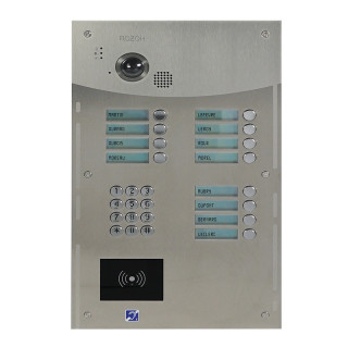 R202-0012 INTERPHONE 12 BP+CLAV.+LECT.BADGES MAINS-LIBRES-ENCASTRE-INO