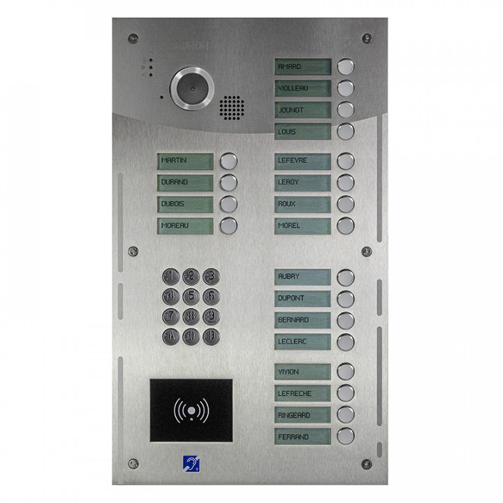 R202-0020 INTERPHONE 20 BP+CLAV.+LECT.BADGES MAINS-LIBRES-ENCASTRE-INO