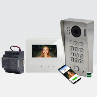 KIT VIDEOJ3-KIT VIDEOPHONE INOX-MONITEUR 4.3''-BUS 2 FILS-ALIM.INCL.