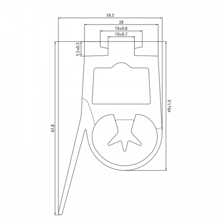 FLEX-CONTACT+BAVETTE SKSL 68(B)-Bord palpeur conducteur hauteur 68mm avec bavette