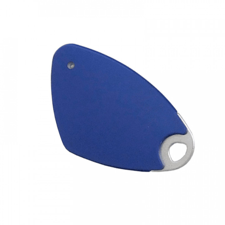 Badge électronique Mifare mains-libres avec insert alu gravé - bleu - 08-0122