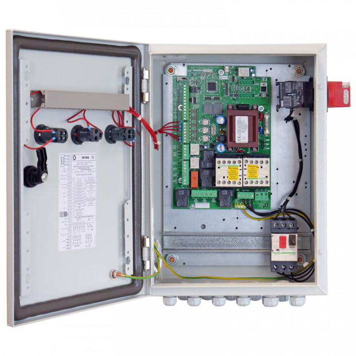PIC 4416 MHR-Electronique de commande pour 1 moteur triphasé en coffret métallique avec 2 boutons poussoirs,1 arrêt et 1 sectionneur