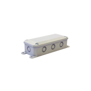 JB3000-Boitier de raccordement (158x60x39) avec 3 PE M16, 1 PE M16 anti-courbure,4 bouchons et 1 domino 5 points