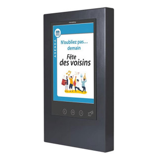 Tableau d'affichage interactif 21 pouces, pour usage interieur, avec 3 touches de defilement et lecteur-pose en saillie