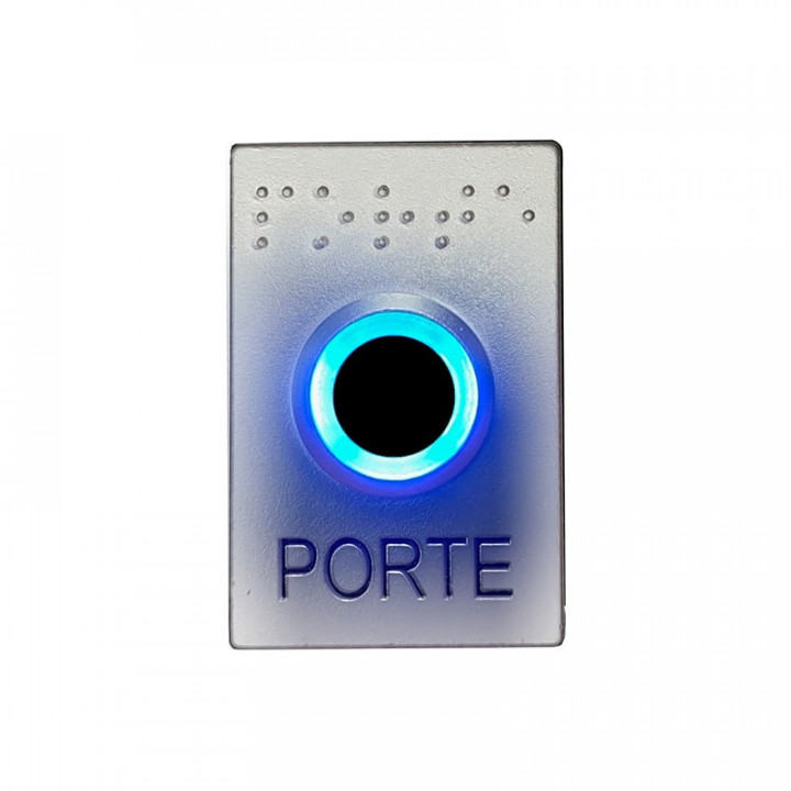 Bouton poussoir sans contact UB-One - avec plaque - finition chrome mat