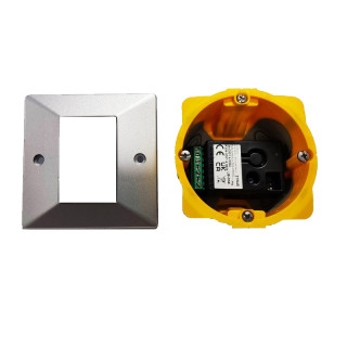 Boitier pour bouton poussoir UB-One avec plaque - pose en encastrement - finition chrome mat
