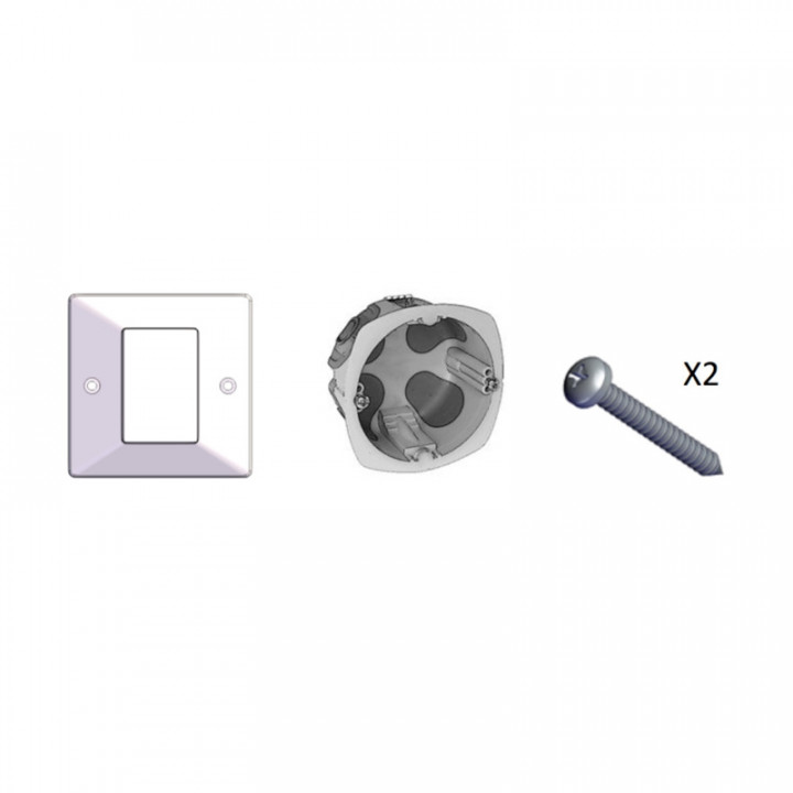 Boitier pour bouton poussoir UB-One avec plaque - pose en encastrement - finition chrome mat