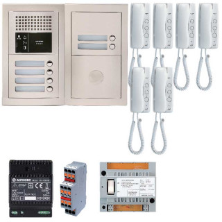 GTBA6E-Pack audio 6 bp encastré, module vigik, centrale, 6 postes GT1D & alimentation