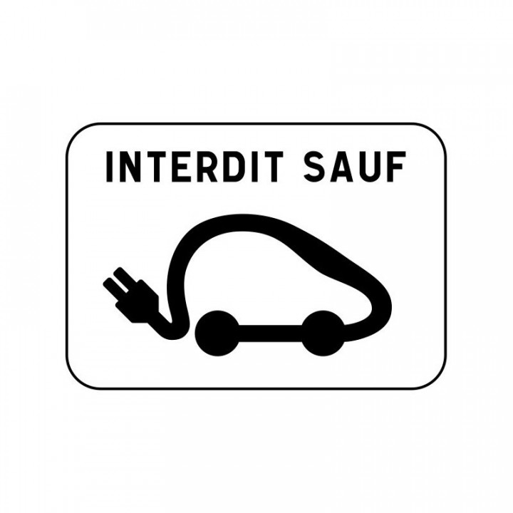 "Pannonceau M6i ""INTERDIT SAUF VÉHICULE ÉLECTRIQUE"" - 500 x 350 mm"