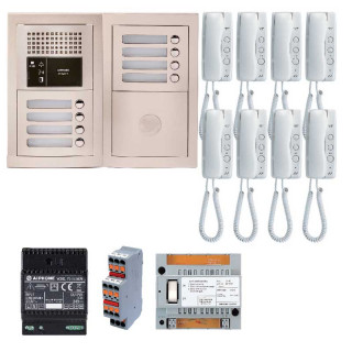 GTBA8E-Pack audio 8 bp encastré, module vigik, centrale, 8 postes GT1D & alimentation