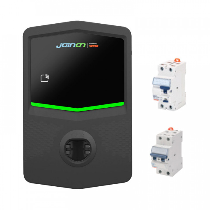 Borne I-CON EVO libre 230V - 1 prise T2S 7,4 kW- TIC - Wifi + Appli - DLM (prévoir tore) - Prot. Élec.