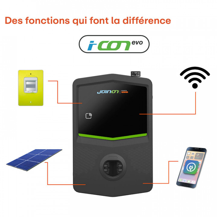 Borne I-CON EVO libre 400V - 1 prise T2S 22 kW- TIC - Wifi + Appli - DLM (prévoir tore)