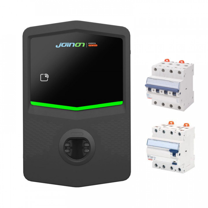 Borne I-CON EVO libre 400V - 1 prise T2S 22 kW- TIC - Wifi + Appli - DLM (prévoir tore) - Prot. Élec.