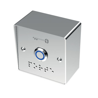 PB19_BAPL-Bouton poussoir lumineux bleu NO+NC 6 fils avec plaque braille et boitier applique large